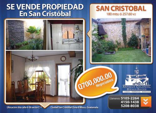 SE VENDE PROPIEDAD EN SAN CRISTOBAL Zona 8 de Mixco