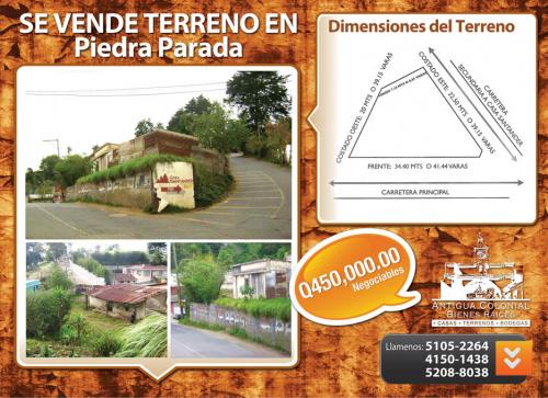 SE VENDE TERRENO EN PIEDRA PARADA