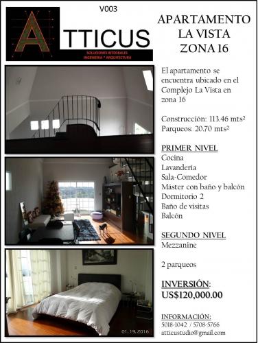 LINDO APARTAMENTO, LA VISTA, ZONA 16