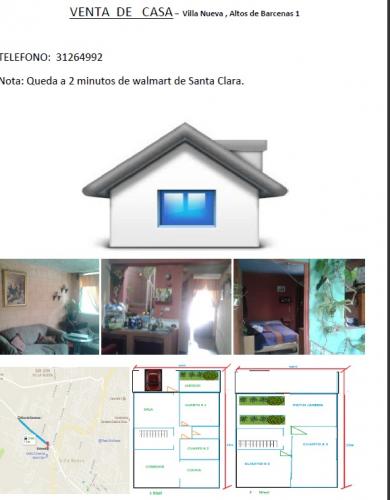 Venta de casa en Residenciales de Barcenas 1, Villa Nueva.