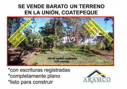 LOTE BARATISIMO EN LA UNION , COATEPEQUE
