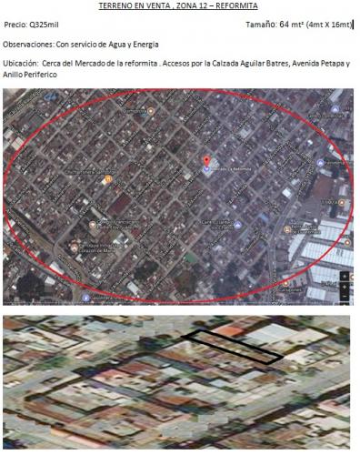 GANGA, VENTA DE TERRENO ZONA 12, RERORMITA