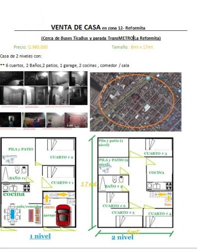 Venta de casa en zona 12, No. 4, Col. la Reformita