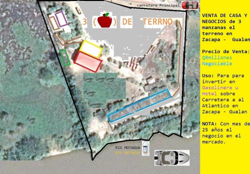 VENTA DE CASA Y NEGOCIOS de 3 manzanas el terreno en Zacapa - Gualan