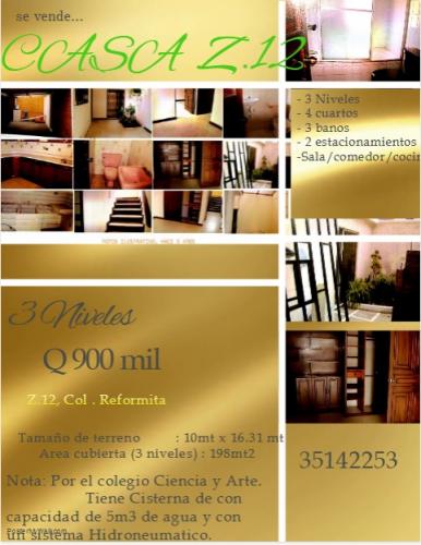 Venta de Casa en Z.12 - Reformita (* Colegio Ciencia y Arte)