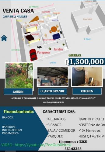 Venta de casa en zona 12 (3 cuadras del IGGS de Pamplona)