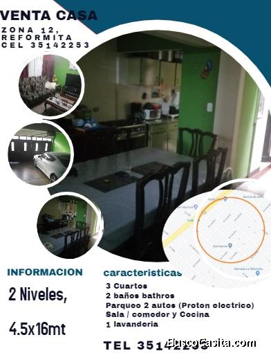 VENTA CASA EN ZONA 12 - reformita (CERCA CLARO AGUILAR BATRES)