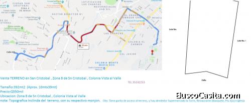 Venta TERRENO en San Cristobal , Zona 8 de Sn Cristobal , Colonia Vista al Valle
