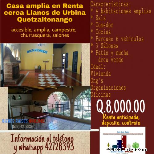 Casa en Renta por Llanos de Urbina Quetzaltenango