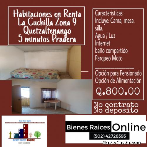 Habitaciones en Renta por la cuchilla Zona 9 Quetzaltenango