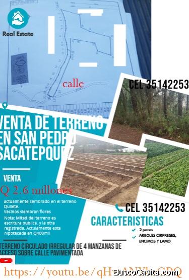 VENTA DE TERRENO EN zona 4 de SAN PEDRO SACATEPQUEZ