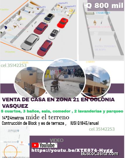 VENTA DE CASA EN ZONA 21 EN COLONIA VASQUEZ
