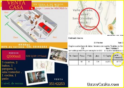 VENTA DE CASA y terreno en San Cristobal Zona 8