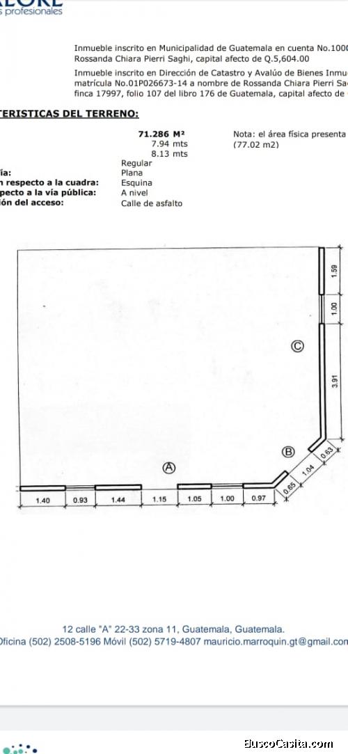 Terreno en venta en Avenida Elena Zona 1