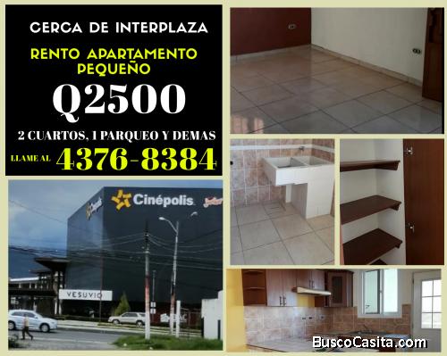 ALQUILO APARTAMENTO PEQUEÑO EN  XELA, CERCANÍAS A INTERPLAZA...en condominio!