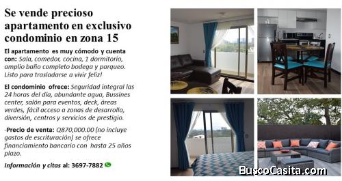 Se vende precioso apartamento en exclusivo condominio en zona 15