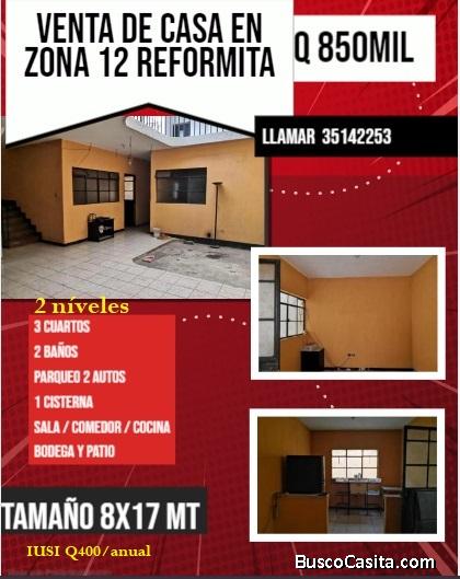VENDÓ CASA ZONA 12 REFORMITA de 2 niveles