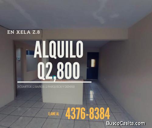 CASA EN ALQUILER EN XELA Z.8 / cercanías al colegio el valle