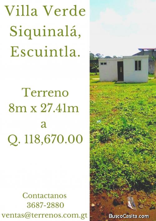 Terrenos en Siquinala, escuintla 