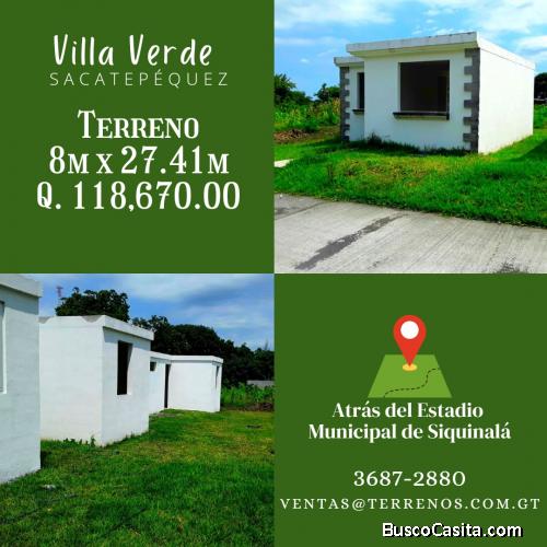 Atrás del estadio de Siquinalá, terrenos en venta 