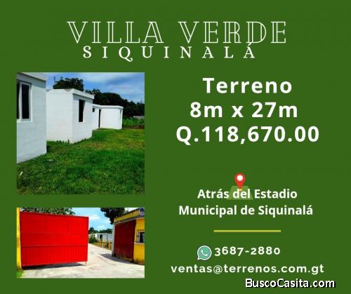 Terrenos económicos en Siquinala