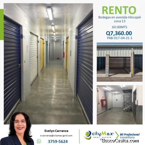 Bodega en renta zona 13