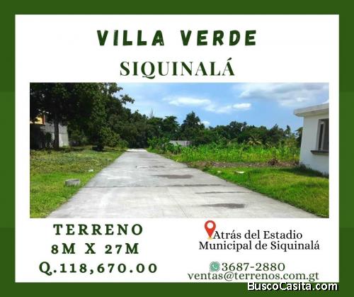 “Villa Verde”, Terrenos en venta en Siquinalá	