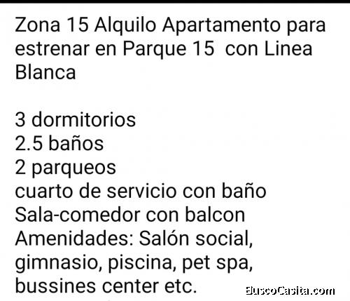 Rento Apartamento para estrenar en Zona 15 