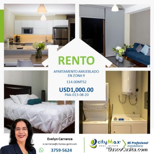 Apartamento Amueblado en Renta zona 9