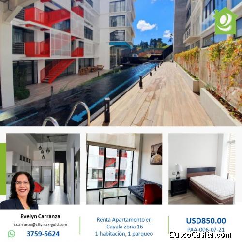 Apartamento en renta en zona 16