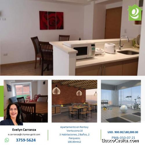 Apartamento en renta en zona 10