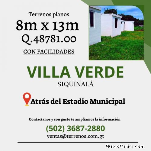 Terrenos en venta en Siquinalá con facilidades en Siquinalá