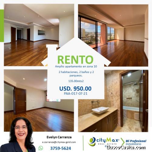 Apartamento en renta zona 10