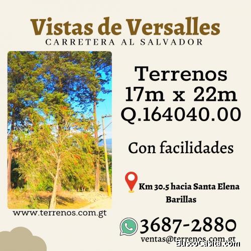Terrenos en excelente ubicación en Carretera al Salvador con facilidades 