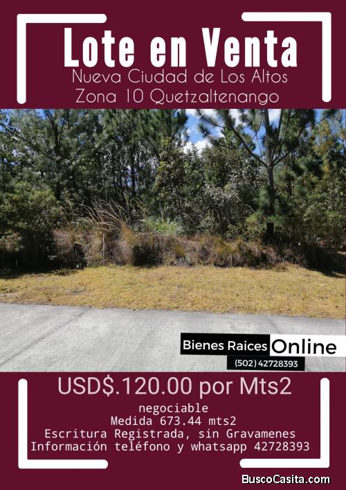 Lote en Venta Nueva Ciudad de Los Altos Quetzaltenango 