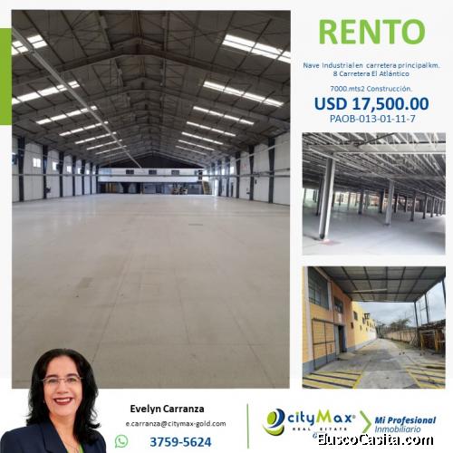 Nave Industrial en renta zona 17 carretera el atlántico