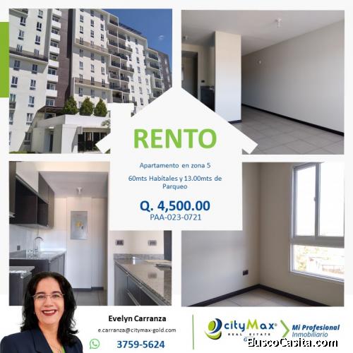 Apartamento en renta en zona 5, Guatemala