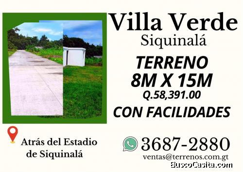 Terrenos en venta con facilidades en Siquinalá