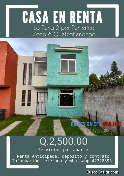 Casa en Renta La Perla 2 Zona 6 Quetzaltenango 