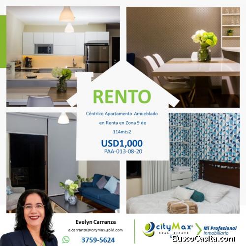 Apartamento Amueblado en renta zona 9