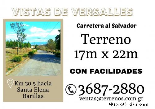 Terreno de 17 x 22 en Carretera al Salvador con facilidades de pago
