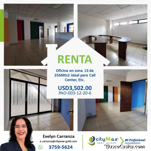 OFICINA COMERCIAL EN RENTA ZONA 13
