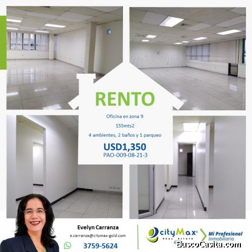 Oficina en renta en zona 9