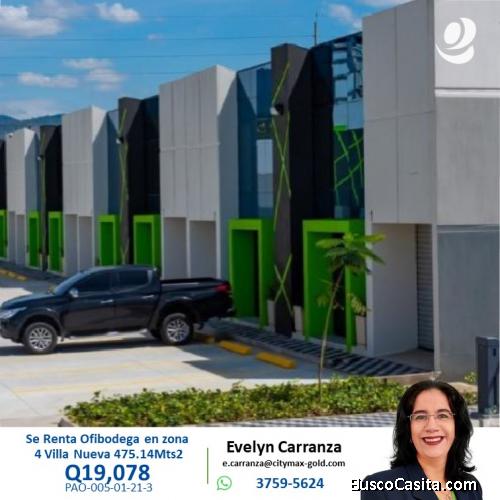 Ofi-bodega en renta en zona 4 de Villa Nueva