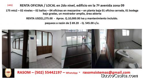 RENTA de local comercial uso comercio u oficinas sobre 7a avenida z. 09 RASOM