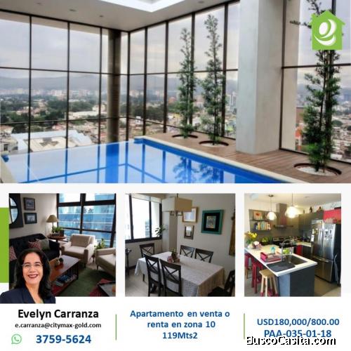 Apartamento en Venta o Renta en zona 10