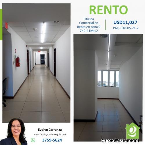 Oficina en renta en Edificio en zona 9