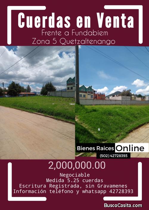 5.25 Cuerdas en Venta por Fundabiem Zona 5 Quetzaltenango 