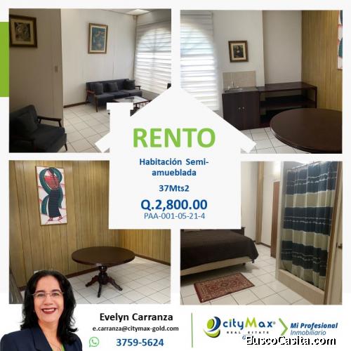 Habitación en renta en zona 9