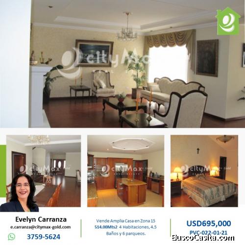 Amplia casa en Venta en zona 15